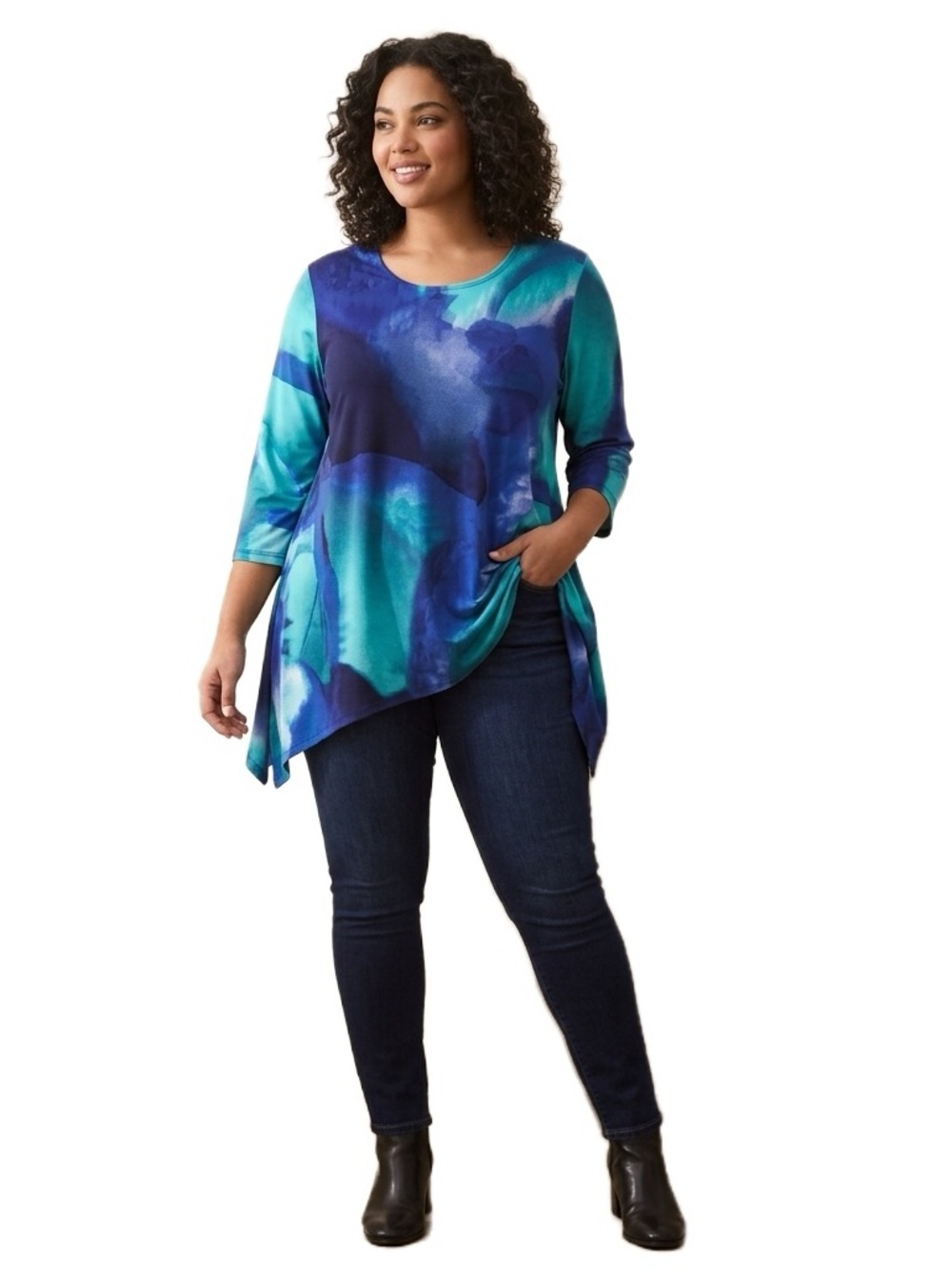 Clara Sun Woo Blue Abstract Tunic Top